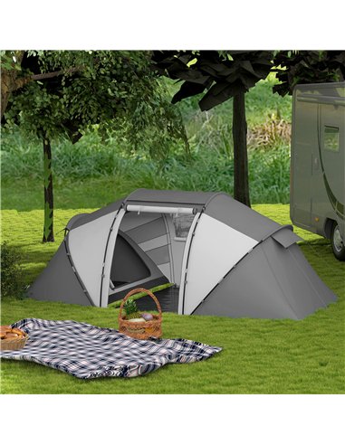 Outsunny 4-6 Man UV Protection Camping Tent - Charcoal Grey and White