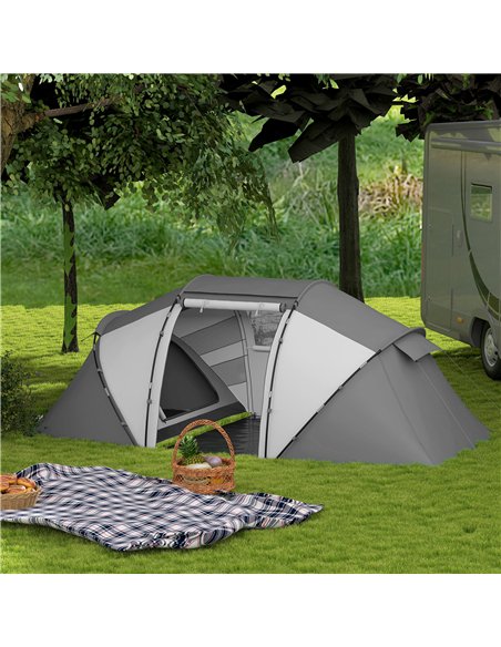 Outsunny 4-6 Man UV Protection Camping Tent - Charcoal Grey and White - pic 156200 | FastDaddyshop