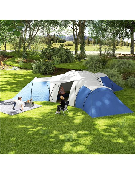 Outsunny 6-9 Man Tent with Bedrooms and Living Room, Accessories Included, Blue - pic 156202 | FastDaddyshop