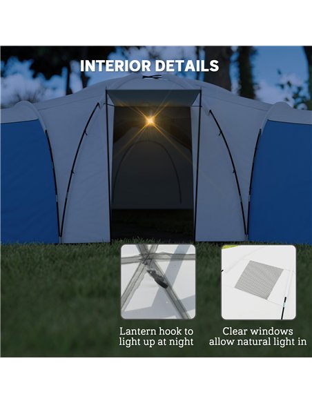Outsunny 6-9 Man Tent with Bedrooms and Living Room, Accessories Included, Blue - pic 156206 | FastDaddyshop