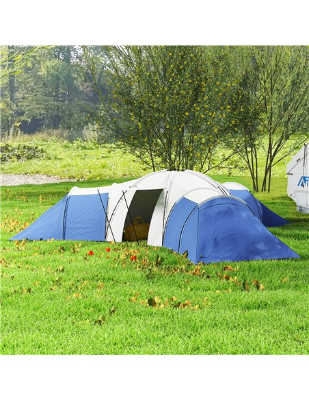 Outsunny 6-9 Man Tent with Bedrooms and Living Room, Accessories Included, Blue - pic 156208 | FastDaddyshop