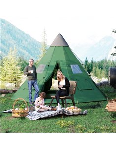 Outsunny 6 Men Tipi Tent with Carry Bag - Green 2
