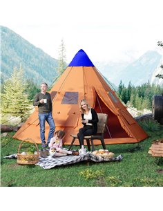 Outsunny 6 Men Tipi Tent with Carry Bag - Orange 2