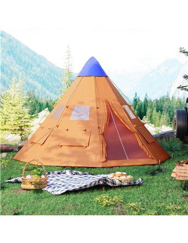 Outsunny 6 Men Tipi Tent with Carry Bag - Orange
