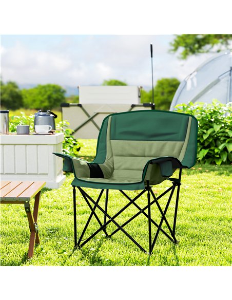 Outsunny Portable Padded Camping Chair, with Bag - Olive Green - pic 156229 | FastDaddyshop