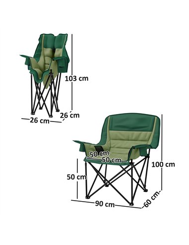Outsunny Portable Padded Camping Chair, with Bag - Olive Green