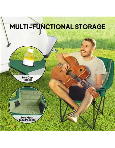 Outsunny Portable Padded Camping Chair, with Bag - Olive Green