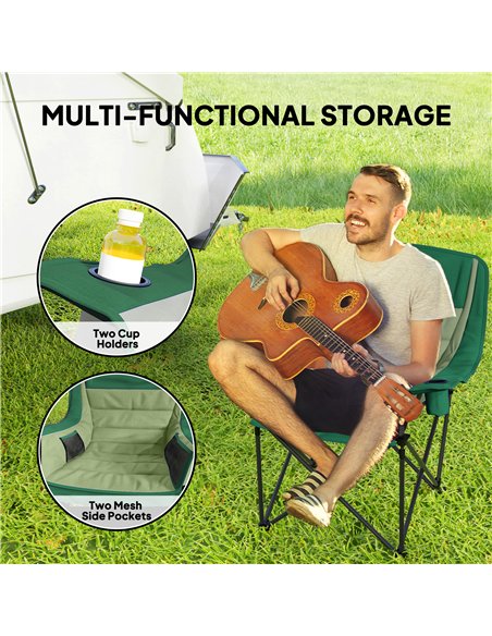 Outsunny Portable Padded Camping Chair, with Bag - Olive Green - pic 156232 | FastDaddyshop
