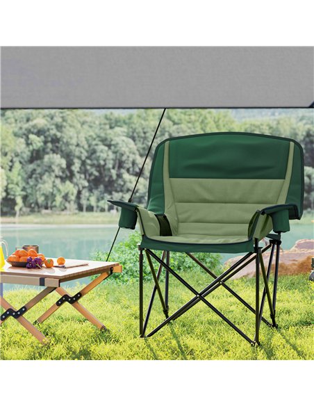 Outsunny Portable Padded Camping Chair, with Bag - Olive Green - pic 156234 | FastDaddyshop