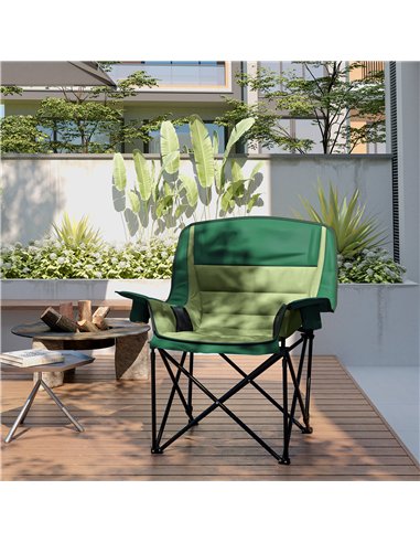 Outsunny Portable Padded Camping Chair, with Bag - Olive Green
