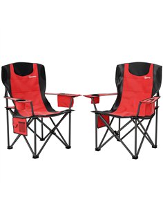 Outsunny Set of 2 Folding Camping Chairs, Padded Camping Chairs with Adjustable Armrests, Portable & Lightweight Folding Camp Ch