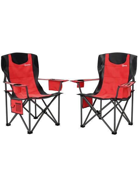 Outsunny Set of 2 Folding Camping Chairs, Padded Camping Chairs with Adjustable Armrests, Portable & Lightweight Folding Camp Ch - pic 156237 | FastDaddyshop