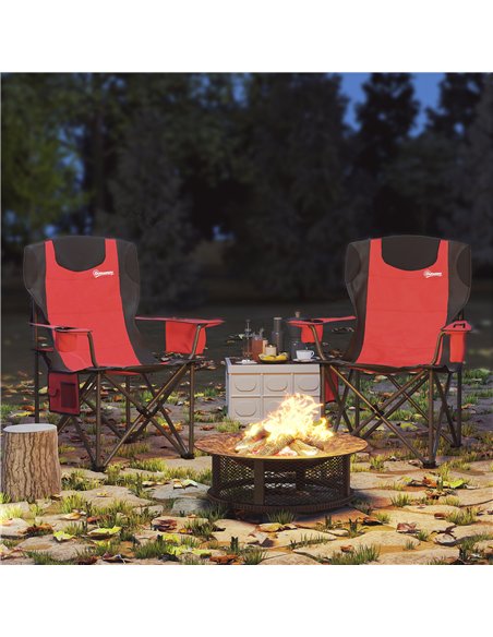 Outsunny Set of 2 Folding Camping Chairs, Padded Camping Chairs with Adjustable Armrests, Portable & Lightweight Folding Camp Ch - pic 156238 | FastDaddyshop