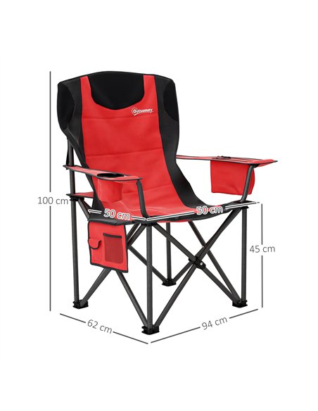 Outsunny Set of 2 Folding Camping Chairs, Padded Camping Chairs with Adjustable Armrests, Portable & Lightweight Folding Camp Ch - pic 156239 | FastDaddyshop