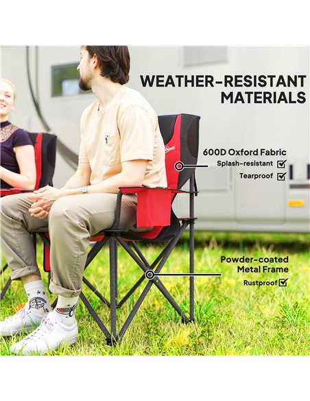 Outsunny Set of 2 Folding Camping Chairs, Padded Camping Chairs with Adjustable Armrests, Portable & Lightweight Folding Camp Ch - pic 156241 | FastDaddyshop