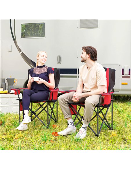 Outsunny Set of 2 Folding Camping Chairs, Padded Camping Chairs with Adjustable Armrests, Portable & Lightweight Folding Camp Ch - pic 156244 | FastDaddyshop
