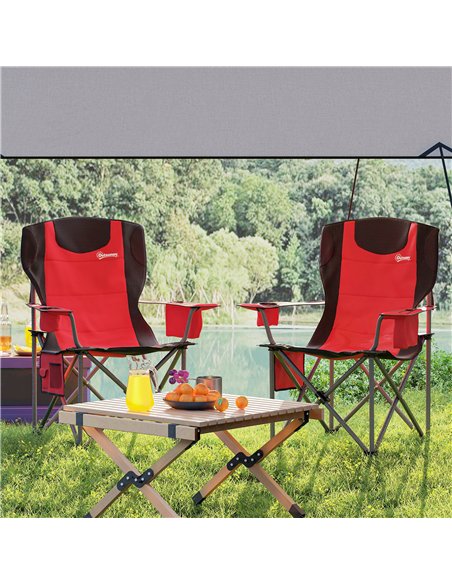 Outsunny Set of 2 Folding Camping Chairs, Padded Camping Chairs with Adjustable Armrests, Portable & Lightweight Folding Camp Ch - pic 156245 | FastDaddyshop