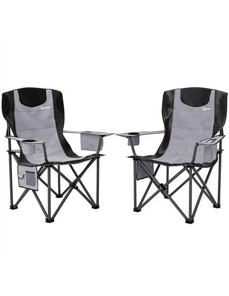 Outsunny Set of 2 Folding Camping Chairs, Padded Camping Chairs with Adjustable Armrests, Portable & Lightweight Folding Camp Ch - pic 156246 | FastDaddyshop