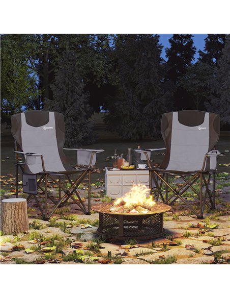 Outsunny Set of 2 Folding Camping Chairs, Padded Camping Chairs with Adjustable Armrests, Portable & Lightweight Folding Camp Ch - pic 156247 | FastDaddyshop