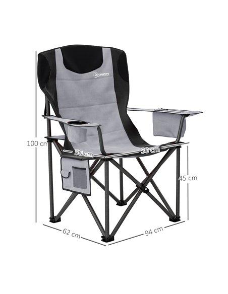 Outsunny Set of 2 Folding Camping Chairs, Padded Camping Chairs with Adjustable Armrests, Portable & Lightweight Folding Camp Ch - pic 156248 | FastDaddyshop
