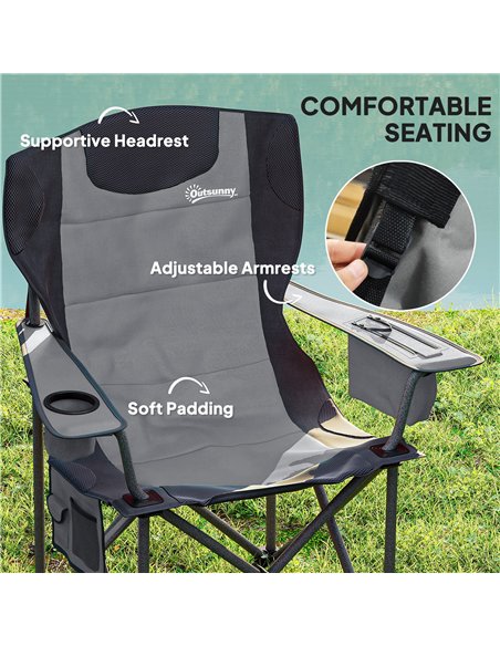 Outsunny Set of 2 Folding Camping Chairs, Padded Camping Chairs with Adjustable Armrests, Portable & Lightweight Folding Camp Ch - pic 156249 | FastDaddyshop