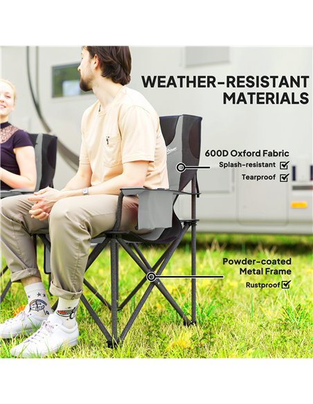 Outsunny Set of 2 Folding Camping Chairs, Padded Camping Chairs with Adjustable Armrests, Portable & Lightweight Folding Camp Ch - pic 156250 | FastDaddyshop
