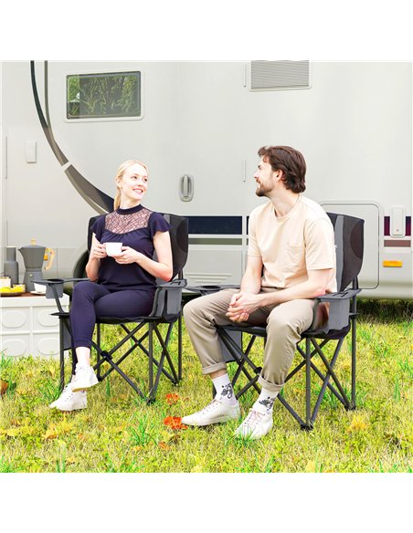 Outsunny Set of 2 Folding Camping Chairs, Padded Camping Chairs with Adjustable Armrests, Portable & Lightweight Folding Camp Ch - pic 156253 | FastDaddyshop