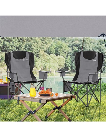 Outsunny Set of 2 Folding Camping Chairs, Padded Camping Chairs with Adjustable Armrests, Portable & Lightweight Folding Camp Ch - pic 156254 | FastDaddyshop