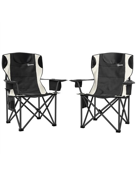 Outsunny Set of 2 Folding Camping Chairs, Padded Camping Chairs with Adjustable Armrests, Portable & Lightweight Folding Camp Ch - pic 156264 | FastDaddyshop