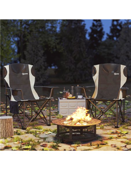 Outsunny Set of 2 Folding Camping Chairs, Padded Camping Chairs with Adjustable Armrests, Portable & Lightweight Folding Camp Ch - pic 156265 | FastDaddyshop