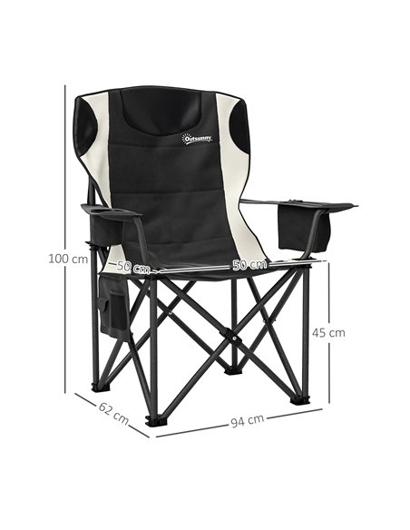 Outsunny Set of 2 Folding Camping Chairs, Padded Camping Chairs with Adjustable Armrests, Portable & Lightweight Folding Camp Ch - pic 156266 | FastDaddyshop