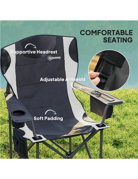 Outsunny Set of 2 Folding Camping Chairs, Padded Camping Chairs with Adjustable Armrests, Portable & Lightweight Folding Camp Ch - pic 156267 | FastDaddyshop