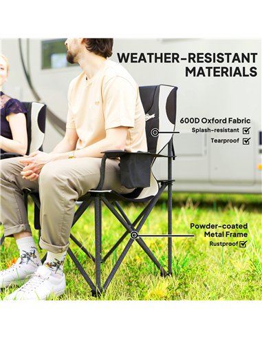 Outsunny Set of 2 Folding Camping Chairs, Padded Camping Chairs with Adjustable Armrests, Portable & Lightweight Folding Camp Ch