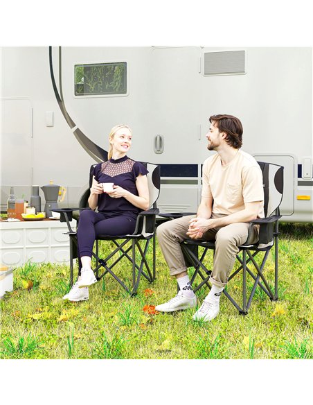 Outsunny Set of 2 Folding Camping Chairs, Padded Camping Chairs with Adjustable Armrests, Portable & Lightweight Folding Camp Ch - pic 156271 | FastDaddyshop