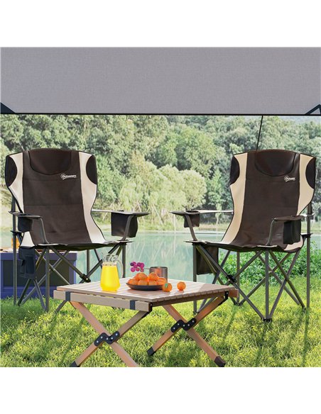 Outsunny Set of 2 Folding Camping Chairs, Padded Camping Chairs with Adjustable Armrests, Portable & Lightweight Folding Camp Ch - pic 156272 | FastDaddyshop