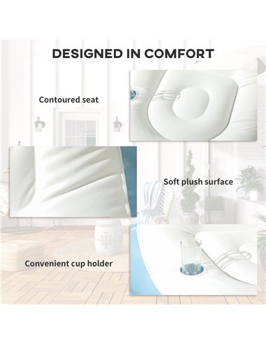 Outsunny Inflatable Tub Chair and Footstool - Blue/White