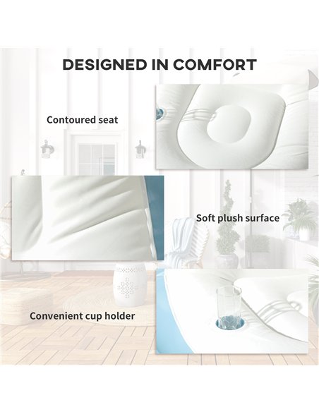 Outsunny Inflatable Tub Chair and Footstool - Blue/White - pic 156286 | FastDaddyshop