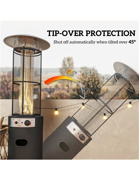 Outsunny 11 KW Freestanding Gas Patio Heater, Adjustable Outdoor Garden Propane Heater with Tip-Over Switch, Wheels, Pulse Ignit - pic 156295 | FastDaddyshop