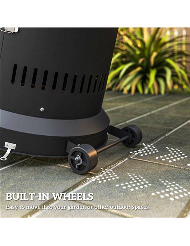 Outsunny 11 KW Freestanding Gas Patio Heater, Adjustable Outdoor Garden Propane Heater with Tip-Over Switch, Wheels, Pulse Ignit