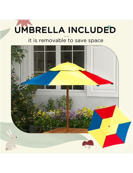Outsunny Kids Picnic Table Set, 3 in 1 Sand Pit Activity Table, Kids Garden Furniture w/ Removable Parasol, for 3-6 Years - pic 156304 | FastDaddyshop