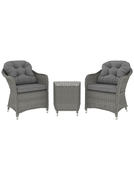 Outsunny Three-Piece Super Padded Rattan Set - Light Grey - pic 156318 | FastDaddyshop