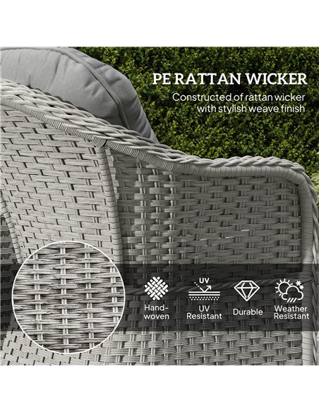Outsunny Three-Piece Super Padded Rattan Set - Light Grey - pic 156321 | FastDaddyshop