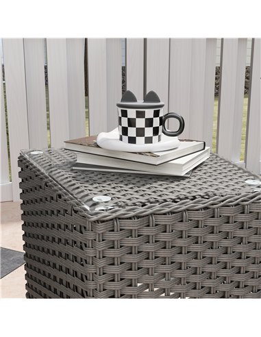 Outsunny Three-Piece Super Padded Rattan Set - Light Grey