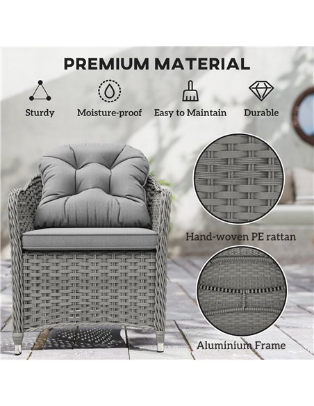 Outsunny Seven-Piece Rattan Dining Set - Light Grey - pic 156333 | FastDaddyshop