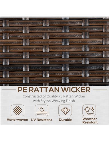 Outsunny 6 PCS Outdoor Patio PE Rattan Wicker Tempered Glass Dining Table Sets for Garden Backyard w/ Cushions & Mixed Brown