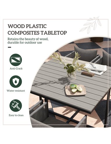 Outsunny 4 Seater Rattan Cube Garden Furniture Set, Rattan Dining Set with Cushions, Outdoor Dining Table and Chairs with Rectan