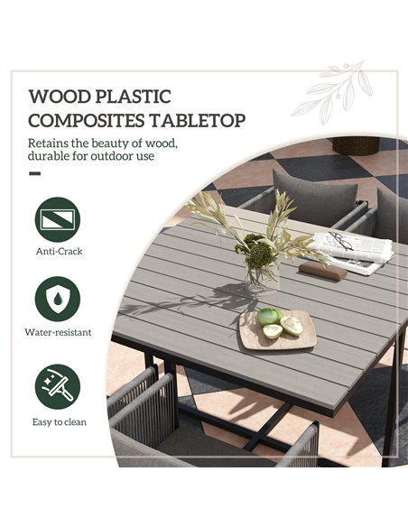 Outsunny 4 Seater Rattan Cube Garden Furniture Set, Rattan Dining Set with Cushions, Outdoor Dining Table and Chairs with Rectan - pic 156341 | FastDaddyshop