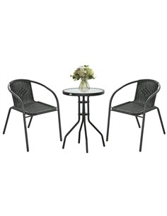 Outsunny 3 Pieces Rattan Bistro Set - Black