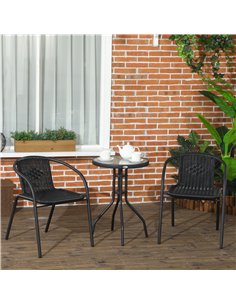 Outsunny 3 Pieces Rattan Bistro Set - Black 2