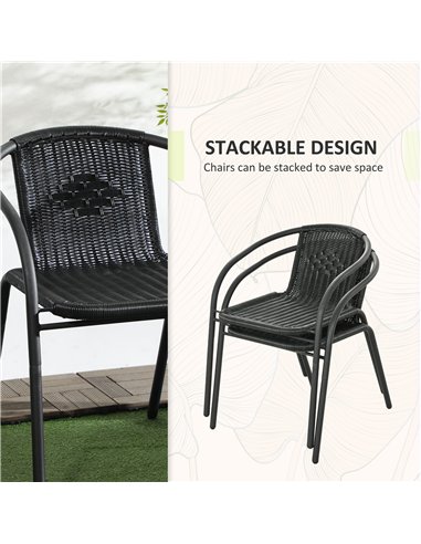 Outsunny 3 Pieces Rattan Bistro Set - Black